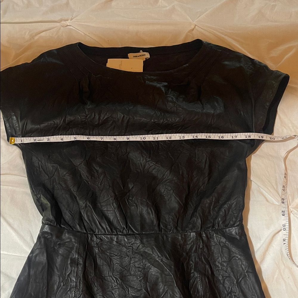 Zadig & Voltaire NWT FLAWED Rexa Black Crumpled 100% Leather Mini Dress - Picture 13 of 15